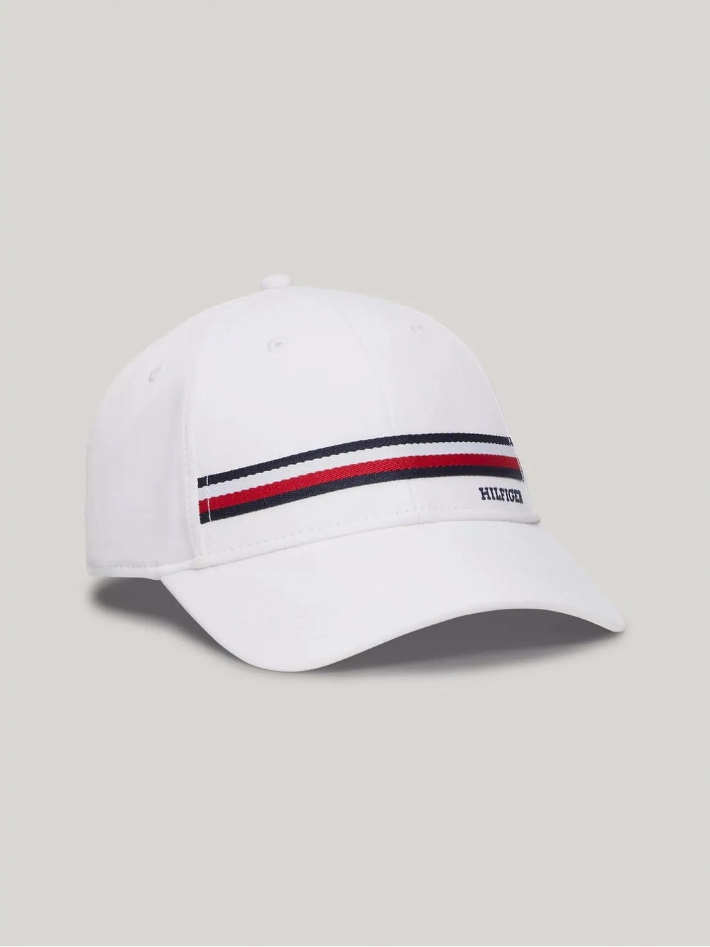 Tommy Hilfiger White Cap with Navy and Red Stripes